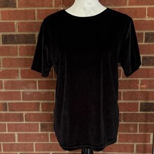Chelsea Way by Marina Boe Vintage Elegant Black Velvet Short Sleeve Top